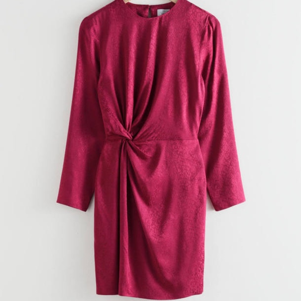 & Other Stories Knot Snakeskin Red Mini Dress